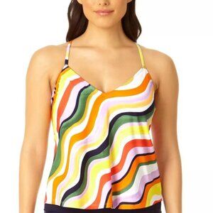 Anne Cole Jungle Fever Easy Triangle Tankini Top Multicolor S